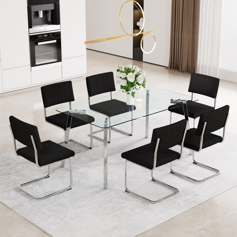 Wrought Studio 7 - Piece Glass Dining Set - Wayfair Canada